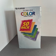NEW SEALED FUJIFILM Slimline CD DVD Jewel Cases 50 Pack Colored 5 mm Thickness