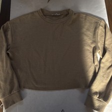 ZARA Women  s Basic Collection Cropped Sweatshirt Beige Pullover Medium
