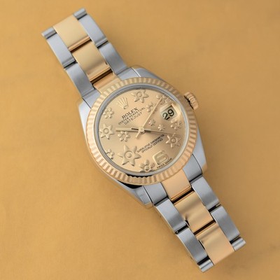 Rolex Datejust 31 Gold & Steel 178273 Champagne Floral, Oyster - Pre-owned