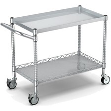 2 Tier Utility Tool Cart with Wheels, 900LBS Capacity Heavy Duty Rolling Util...