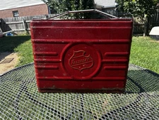 Vintage Falstaff Beer Embossed Metal Portable Cooler Ice Box