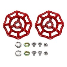 2Pcs Outside Faucet Handles, 6 x 6mm Round Wheel Water Spigot Handles, Red