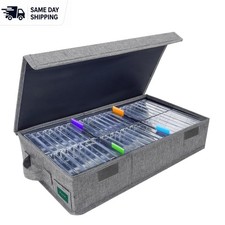 Sleek Gray Cassette Tape Storage Box for 48 Tapes Durable Waterproof Design