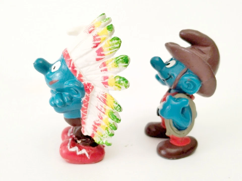 Original Smurfs Cowboy And Indian Smurfs 1981 - Imagen 4 de 4