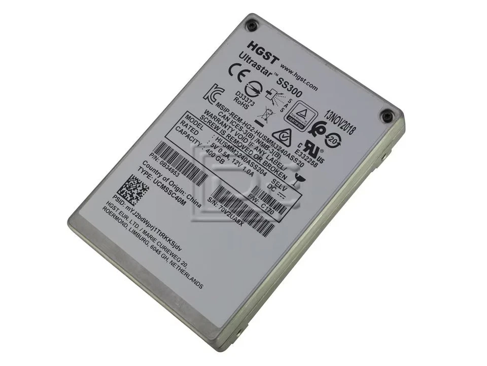 HGST / Hitachi 0B34953 / HUSMM3240ASS204 400GB 2.5" MLC SE WI SAS SSD - Image 3 of 4