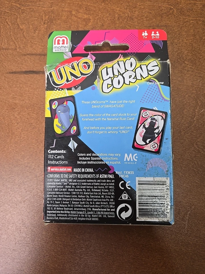 2017 Rare UNO Uno-Corns Unicorns *description Mattel Special Edition GW01 - Image 2 of 3
