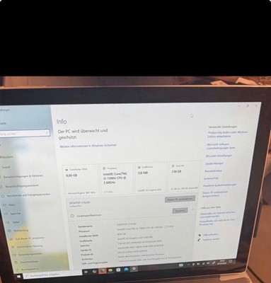Microsoft Surface Pro 5 Windows 10 Pro 8gb ram 256 ssd 