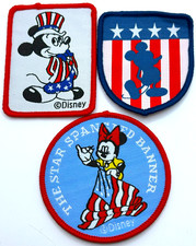 Set of 3 Unused Vintage DISNEY MICKEY  MINNIE MOUSE Patriotic USA Patches