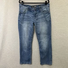 BKE Carter Bootleg Jeans Mens 34R (Fits 35x31) Blue Denim Western Bootcut Cowboy