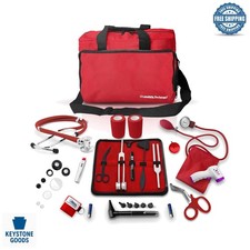 Red 18-Piece Nursing Starter Kit with Stethoscope  Medical Bag