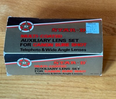 Star-D Auxiliary Lens Set Canon Sure Shot - Telephoto + Wide Angle Vintage NOS