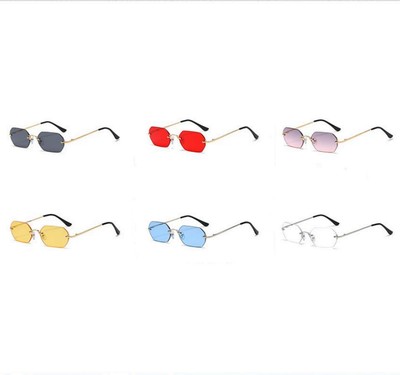 Vintage Randlose Sonnenbrille für Männer Frauen Mode Retro Polygon Brille