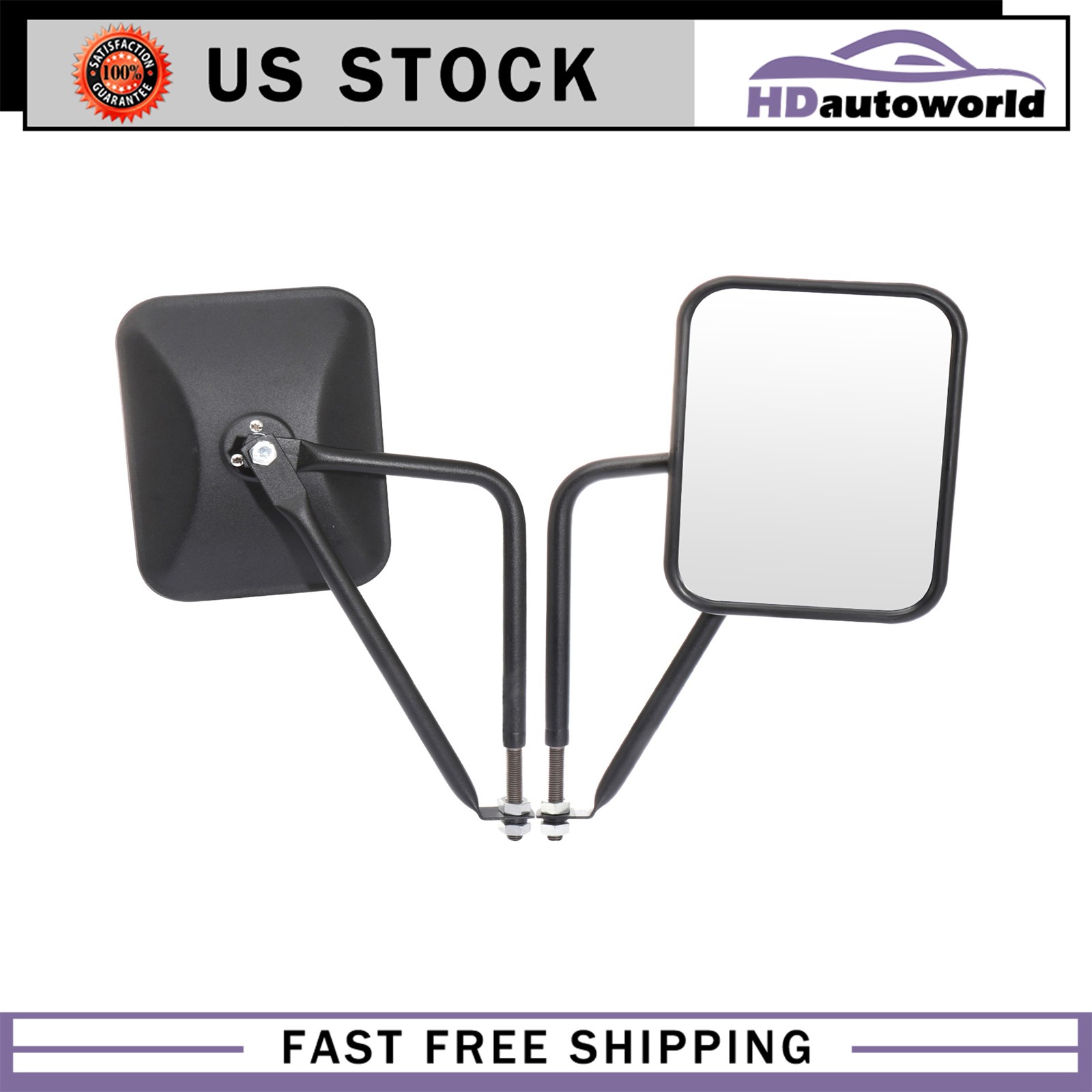 Black Housing For 1997-2017 Jeep Wrangler  JK JKU CJ Manual Pair Side Mirrors