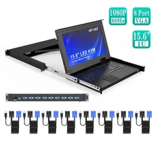 MT-VIKI Rackmount KVM 15.6" LCD Console 8 port VGA 1U for Server Data Center IT