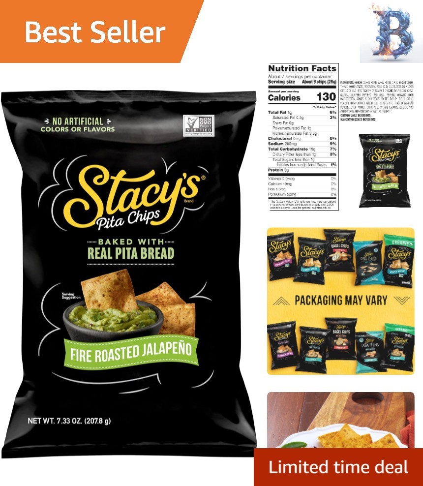 Stacy's Fire Roasted Jalapeno Pita Chips 7.33 oz - Perfect for