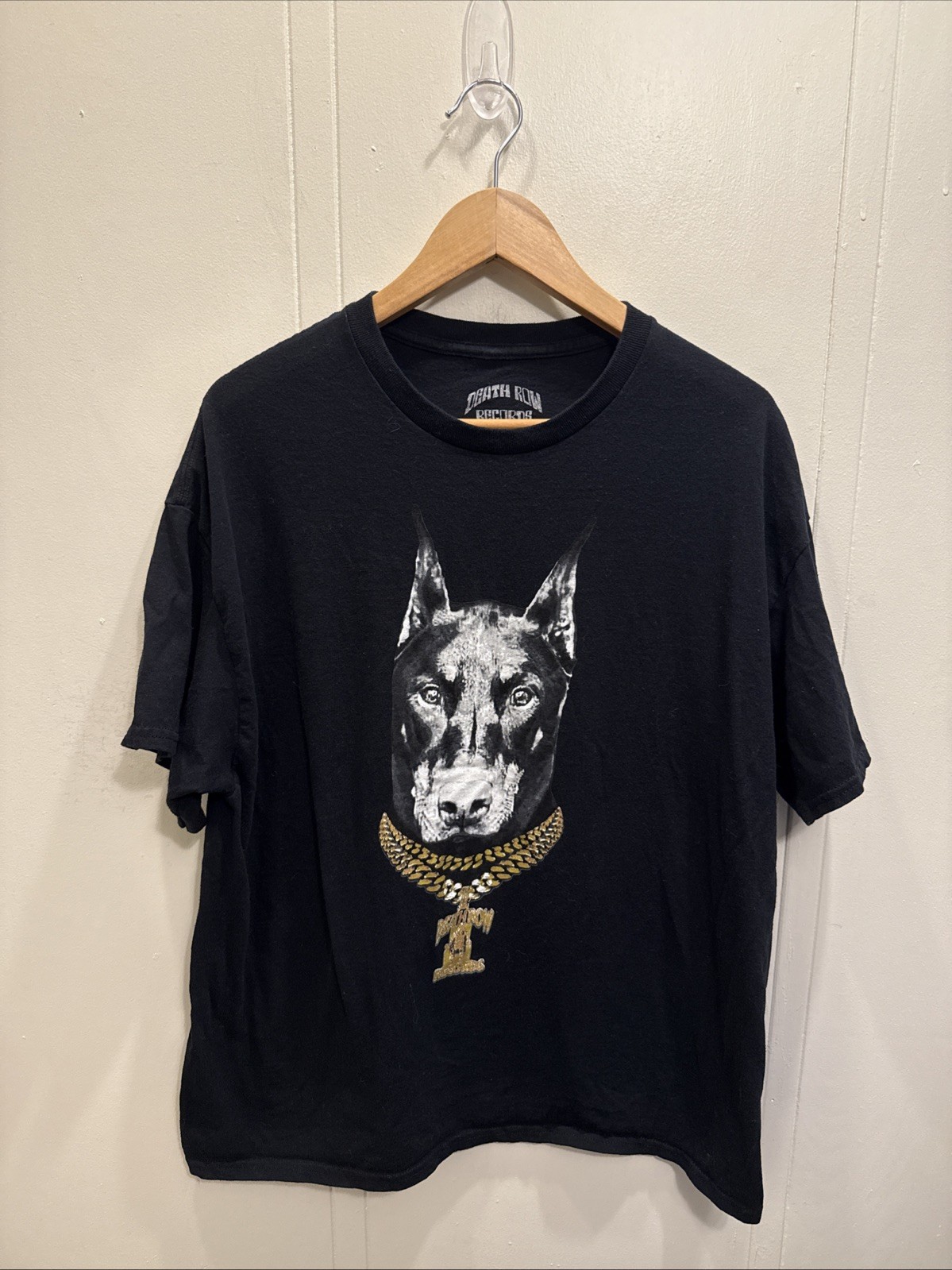 FILA Death Row Records Doberman T Shirt Uomo Taglia XL Nero Manica Corta
