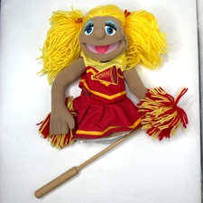Melissa & Doug Cheerleader Hand Puppet Stuffed Toy  Go Team Girl W/ Wooden Rod