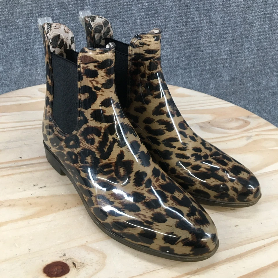 Botas J.Crew para mujer 10 multicolores Chelsea botines de lluvia tacones de leopardo Foto 3 de 4