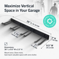 Wall Mounted Garden Tool Rack - Heavy Duty Steel Holder for Rakes Shovels