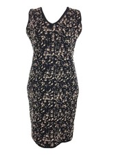 Sioni Sml 8-10UK Womens Knitted Sweater Dress Bodycon Workwear Black Beige Nude