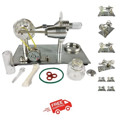 Colorful LED Stirling Engine Physics Experiment - Compact 6.45x3.3x3.8 Inch Kit
