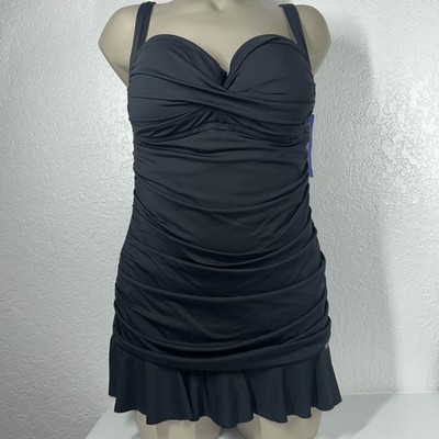 Sunflair One Piece Swimsuit 10D Dress Bottom Padding No Wire Resort Vacation