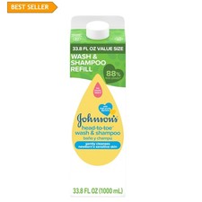 33.8 fl. oz Hypoallergenic Baby Wash Shampoo Refill - Gentle for Newborns