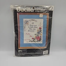 Bucilla Cross Stitch Pattern #4017 Wedding Anniversary Floral Sampler 11x 14 VTG