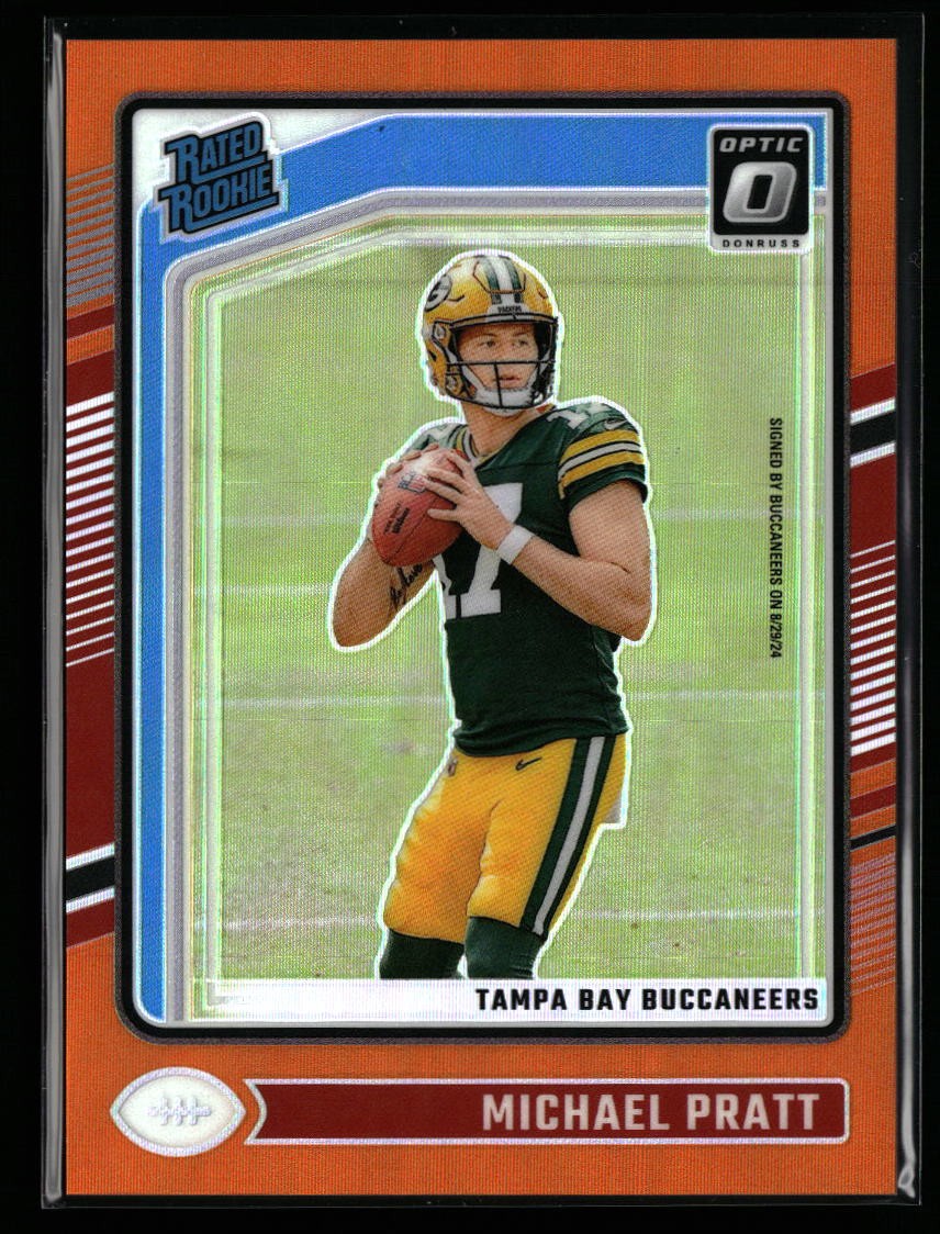 Michael Pratt 2024 Donruss Optic #280 Orange Prizm #/249 Rated Rookie Buccaneers