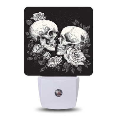 Gothic Skull Rose Plug-in Night Light, Auto Sensor, Energy-Efficient Decor Gift