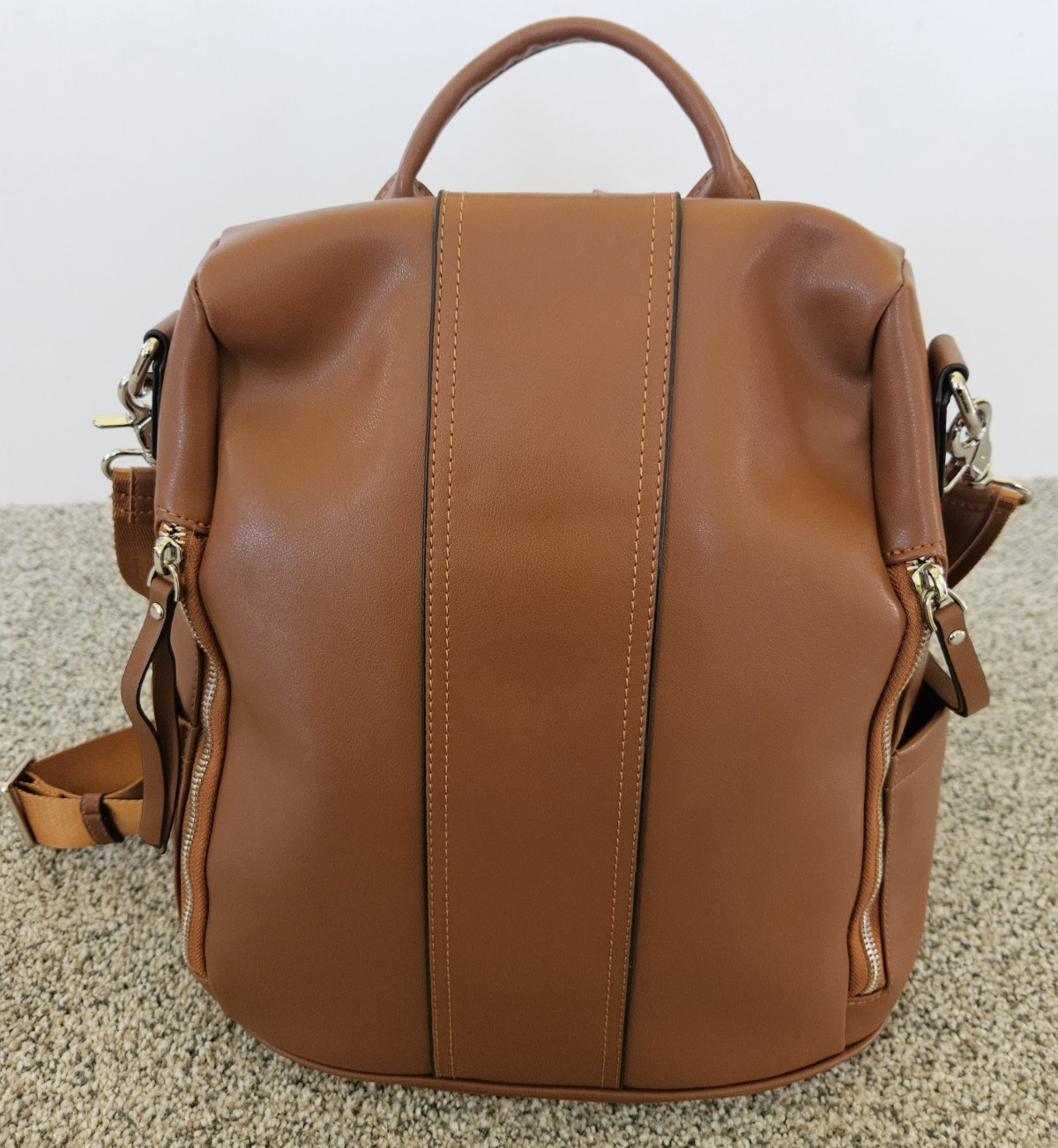 Brown Leather Backpack Purse Antitheft Soft Ladie… - image 20