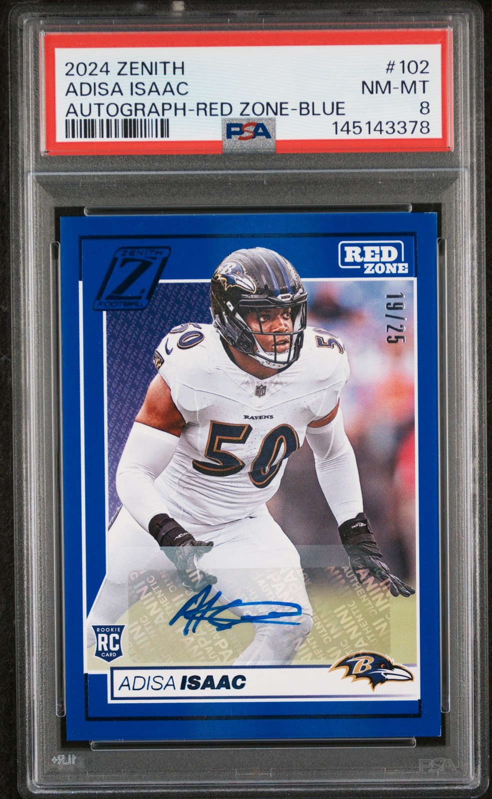 Adisa Isaac Panini Zenith #102 Autograph-Red Zone-Blue