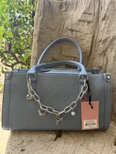 JUICY COUTURE TOP NOTCH SATCHEL CHARMS DUSTY BLUE CROSSBODY BAG BEAUTIFUL 💙