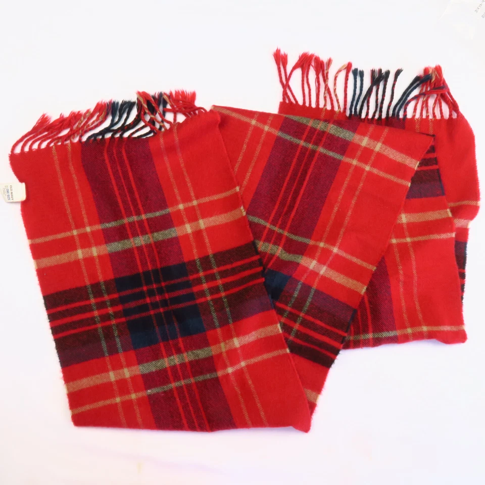 Bufanda antigua azul marino unisex roja azul beige a cuadros acrílico flecos 12x34 brillantes vacaciones Foto 2 de 4