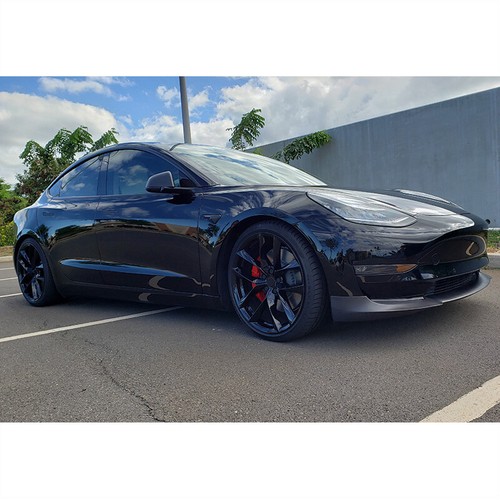Matt Black REAL CARBON Front Bumper Lip Spoiler for Tesla Model 3 Sedan 2016-21 - Picture 7 of 12