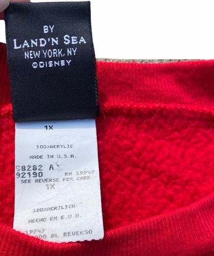 Mickey Unlimited Sweatshirt 1X Land n Sea Christmas Red Crew Neck - Picture 4 of 7