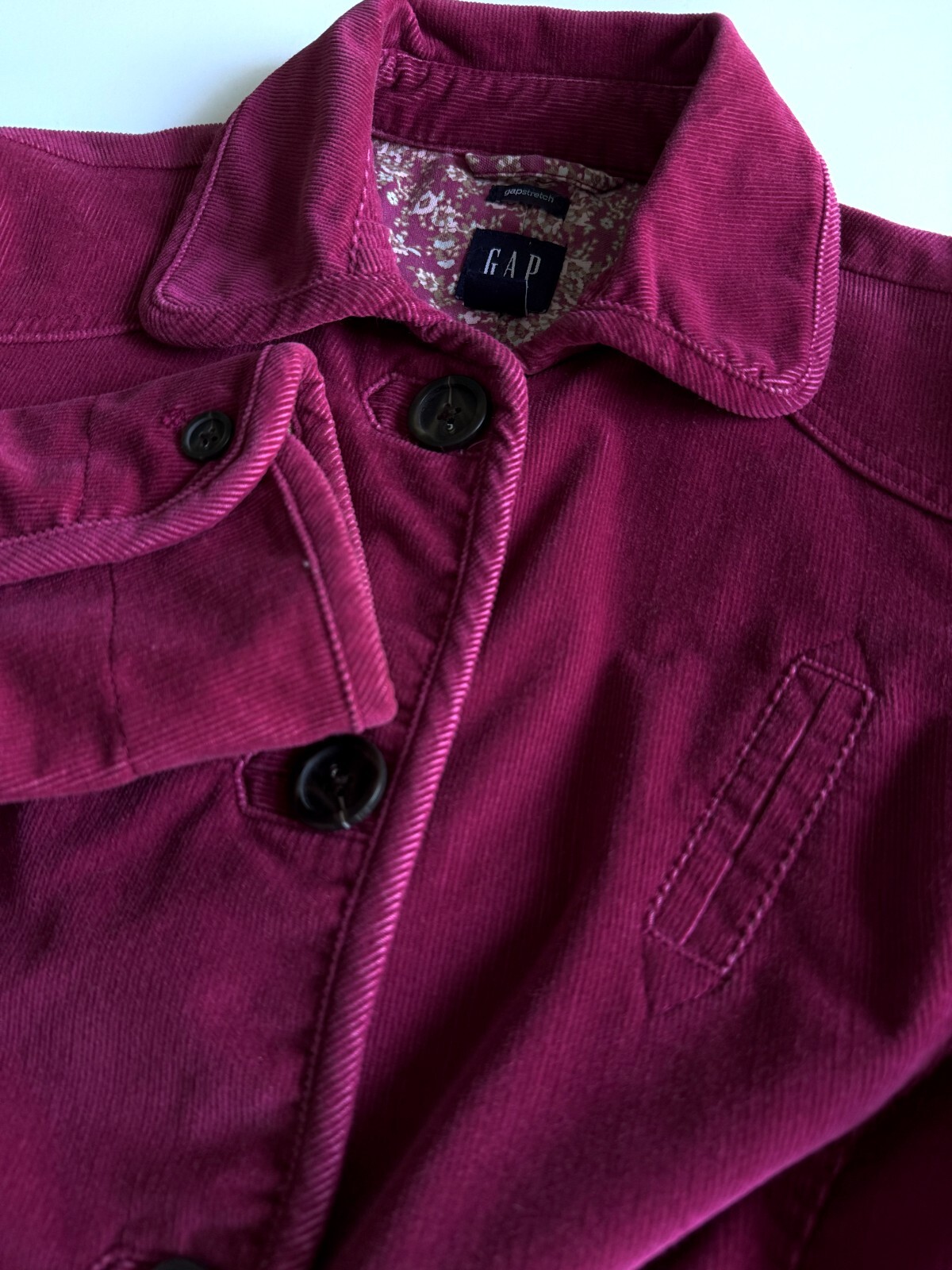 GAP Stretch Corduroy Jacket Buttoned Pockets Full… - image 6