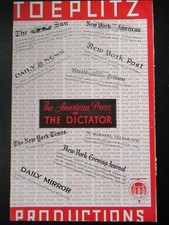 1935 Original Movie Poster THE DICTATOR - American Press Comments - 11 x 17"