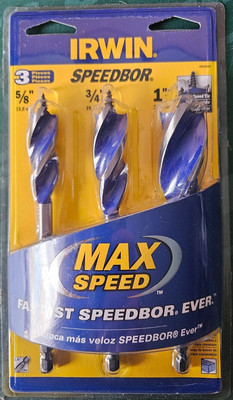 Irwin Speedbor 3pc Tri-Flute Bit Set - 5/8'', 3/4'', 1'' (3041003)