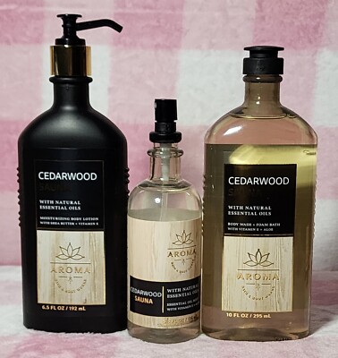 Bath & Body Works Aromatherapy Cedarwood Sauna 3pc Set- NEW