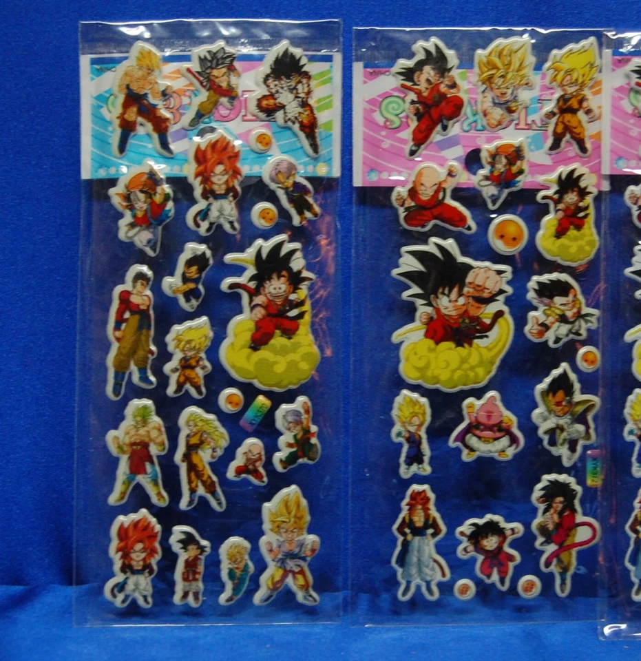 Juego de 4 hojas de pegatinas Dragon Ball Z DBZ # 4 Goku Vegeta Bulma Bardock Foto 3 de 3