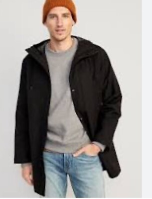 Old Navy men s black jack tech hooded shell parka large