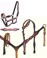 Western Saddle Horse Bling! One Ear Tack Set Bridle + Breast Collar + Halter