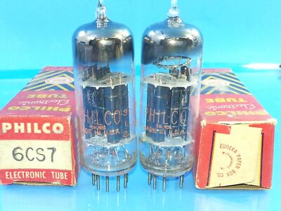 PHILCO 6CS7  TUBE MATCHED PAIR BLK PLATE RAUNCHY TONE 1960