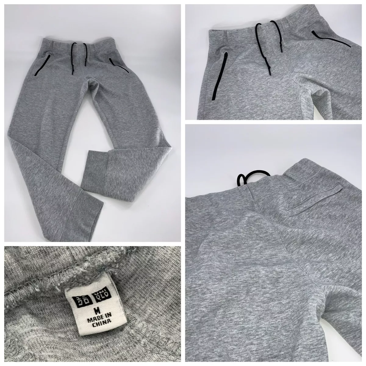 Uniqlo Jogger Pants M Men Gray Cotton Poly Moto Pockets No Flaws