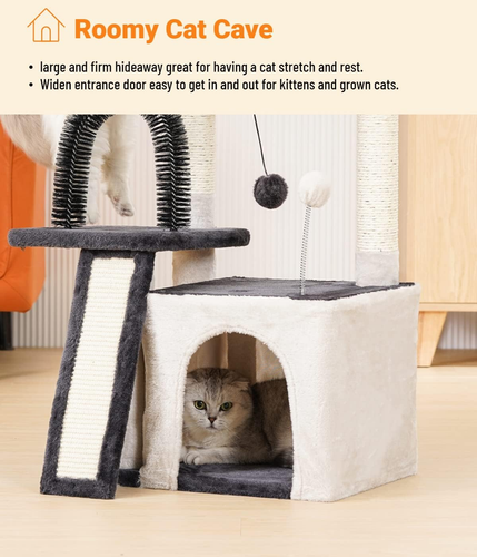 Cat Tree Tower for Indoor Cats, Multi-Level Cat Tree with Scratching Posts & Con - Picture 6 of 7