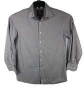 TatterSall London Men's 16 Blue Brown Check Long Sleeve Button Up Casual A19