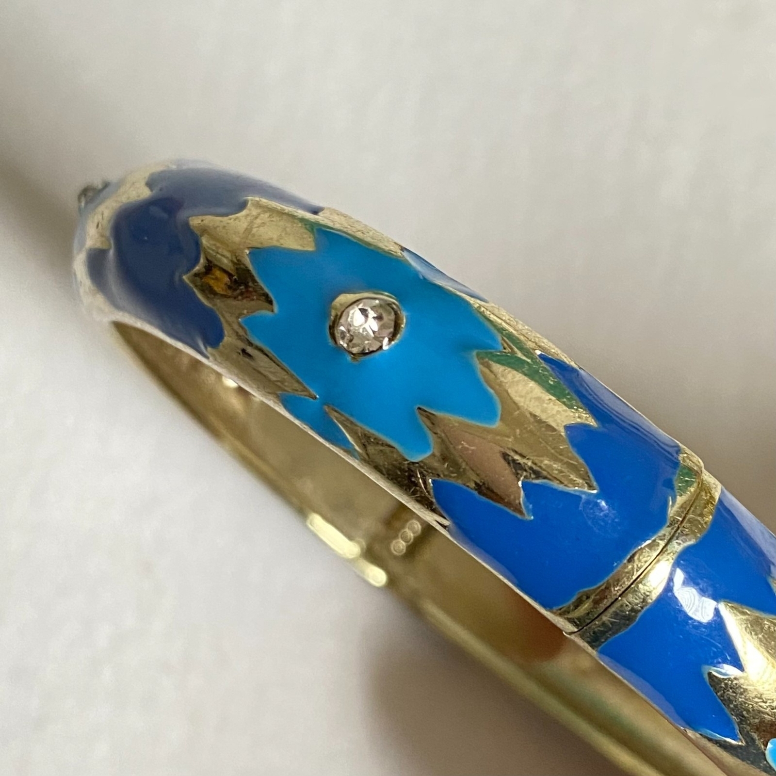 Sequin Bangle Bracelet Blue Abstract Cloisonne En… - image 2