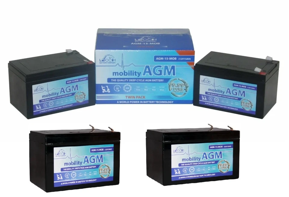 4 x 12V 15Ah Leoch Mobility Scooter Batteries Replacing 12v 12ah 12v 14ah
