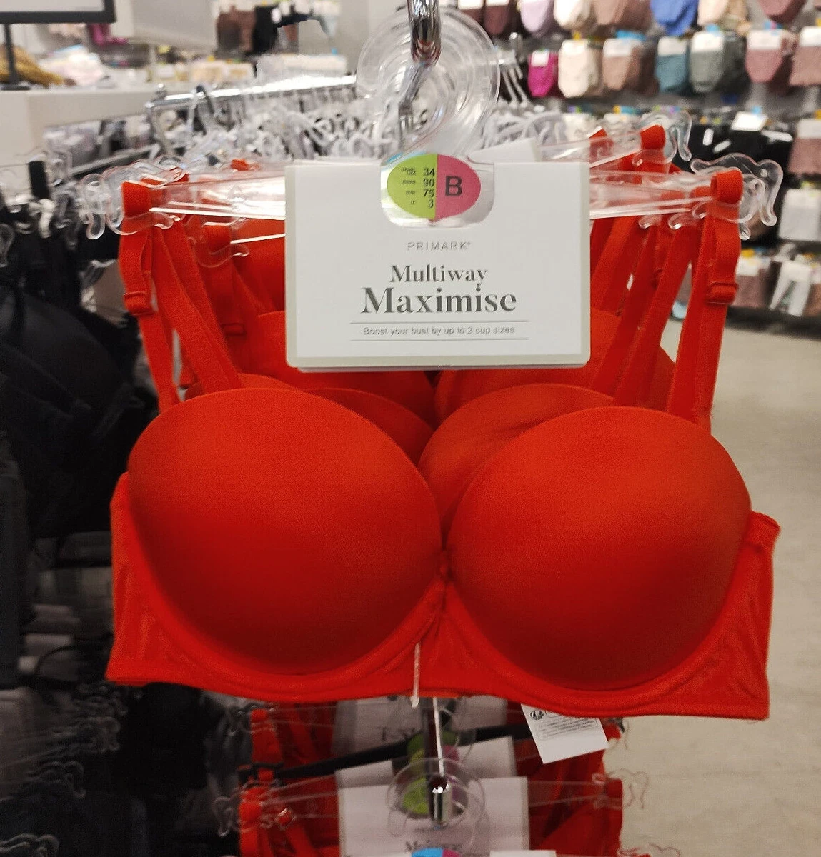 Primark 2 sizes bigger boost Maximising Multiway Strapless Bra Push Up Pad  Red